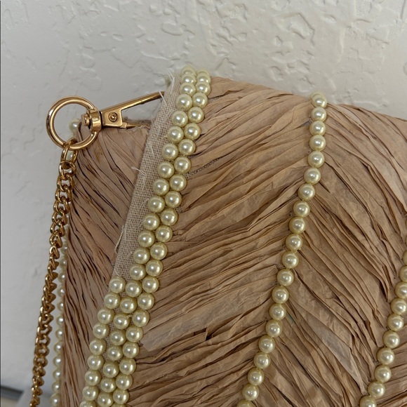 Anthropologie Rafia- Pearl Embellished Clutch - Picture 5 of 8